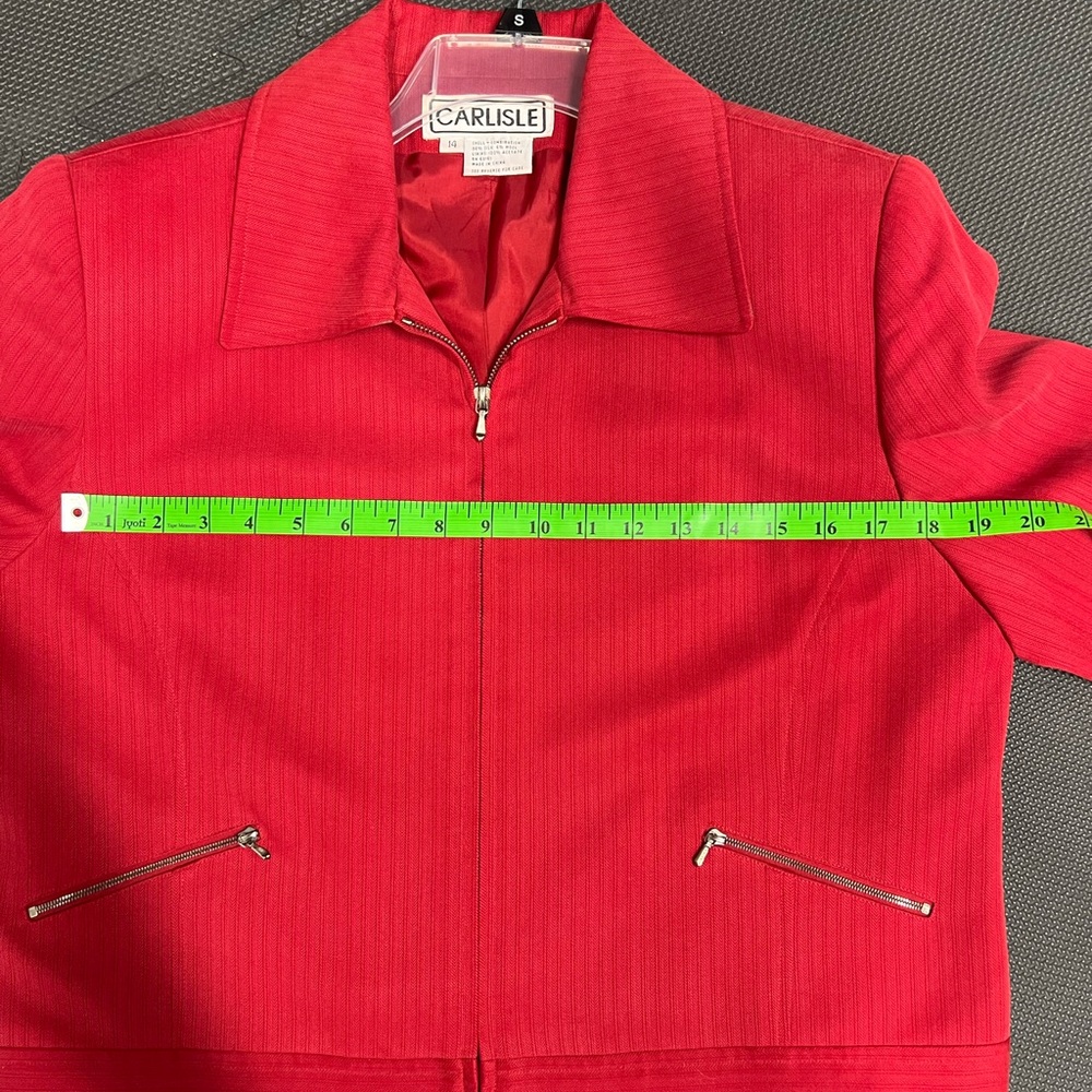 Carlisle brand soft red cropped front zipper jacket. - Picture 12 of 13